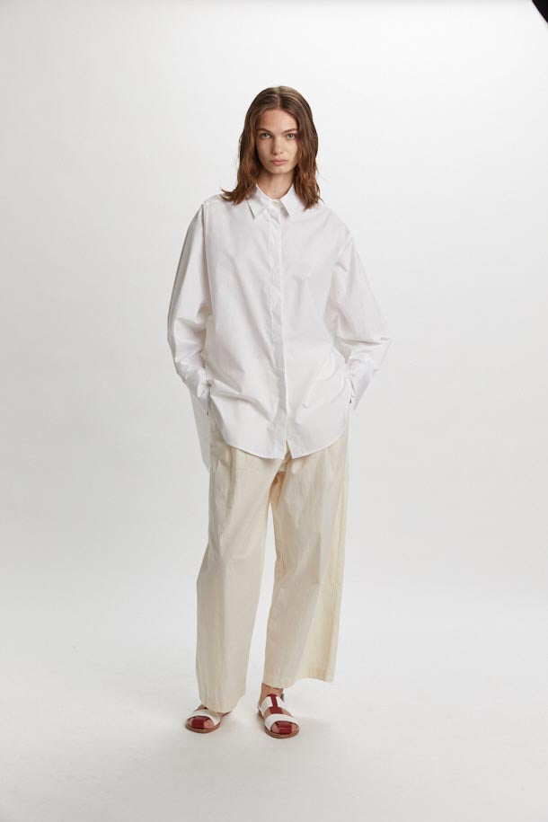 PHISIQUE DU ROLE - Camicia Over Donna in Cotone Bianco