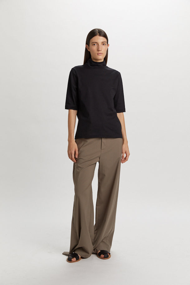 PHISIQUE DU ROLE Pantalone Donna in Lana Vergine Leggero, Tessuto Guabello, Col. Verde Argilla