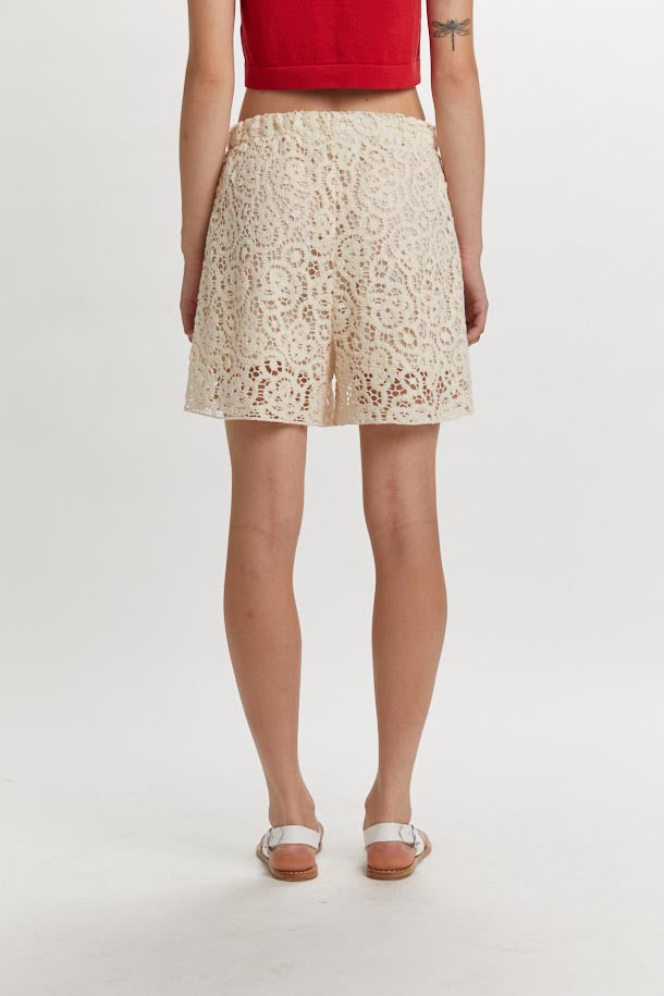 PHISIQUE DU ROLE - Pantaloncino Corto Donna in Pizzo, col. Panna