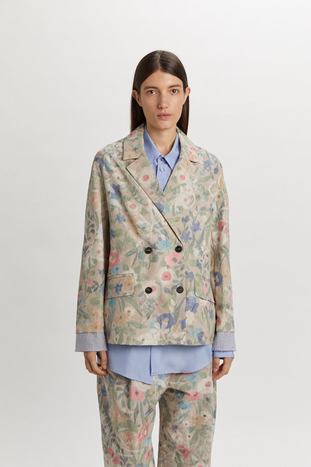 PHISIQUE DU ROLE - Giacca Doppiopetto Donna Jacquard Floreale in Cotone