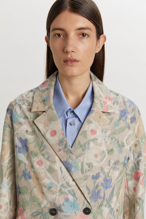 PHISIQUE DU ROLE - Giacca Doppiopetto Donna Jacquard Floreale in Cotone