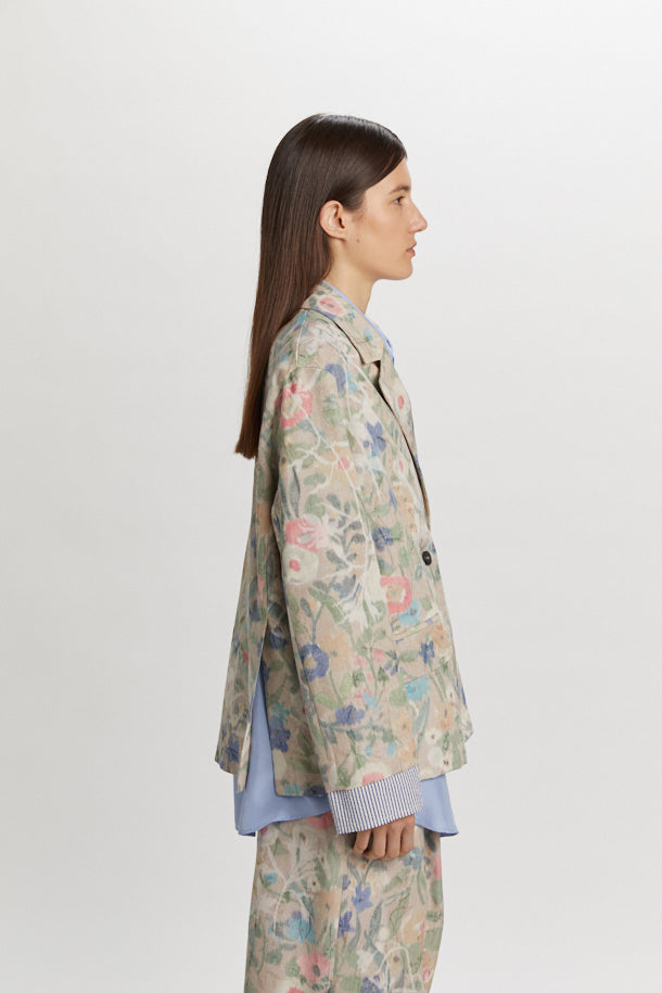 PHISIQUE DU ROLE - Giacca Doppiopetto Donna Jacquard Floreale in Cotone