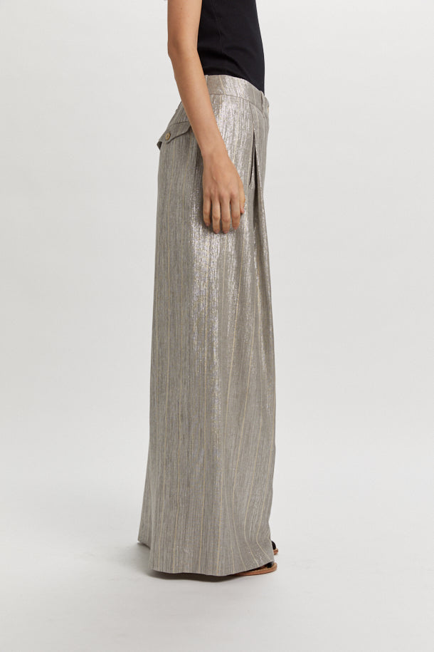 PHISIQUE DU ROLE - Pantalone Donna in Lame Grigio Argento