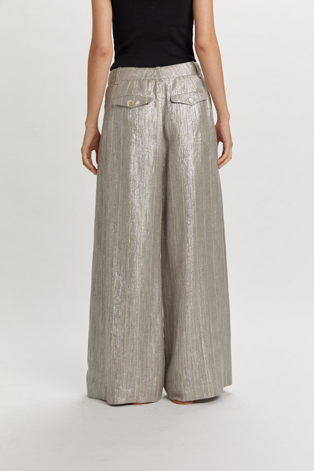 PHISIQUE DU ROLE - Pantalone Donna in Lame Grigio Argento