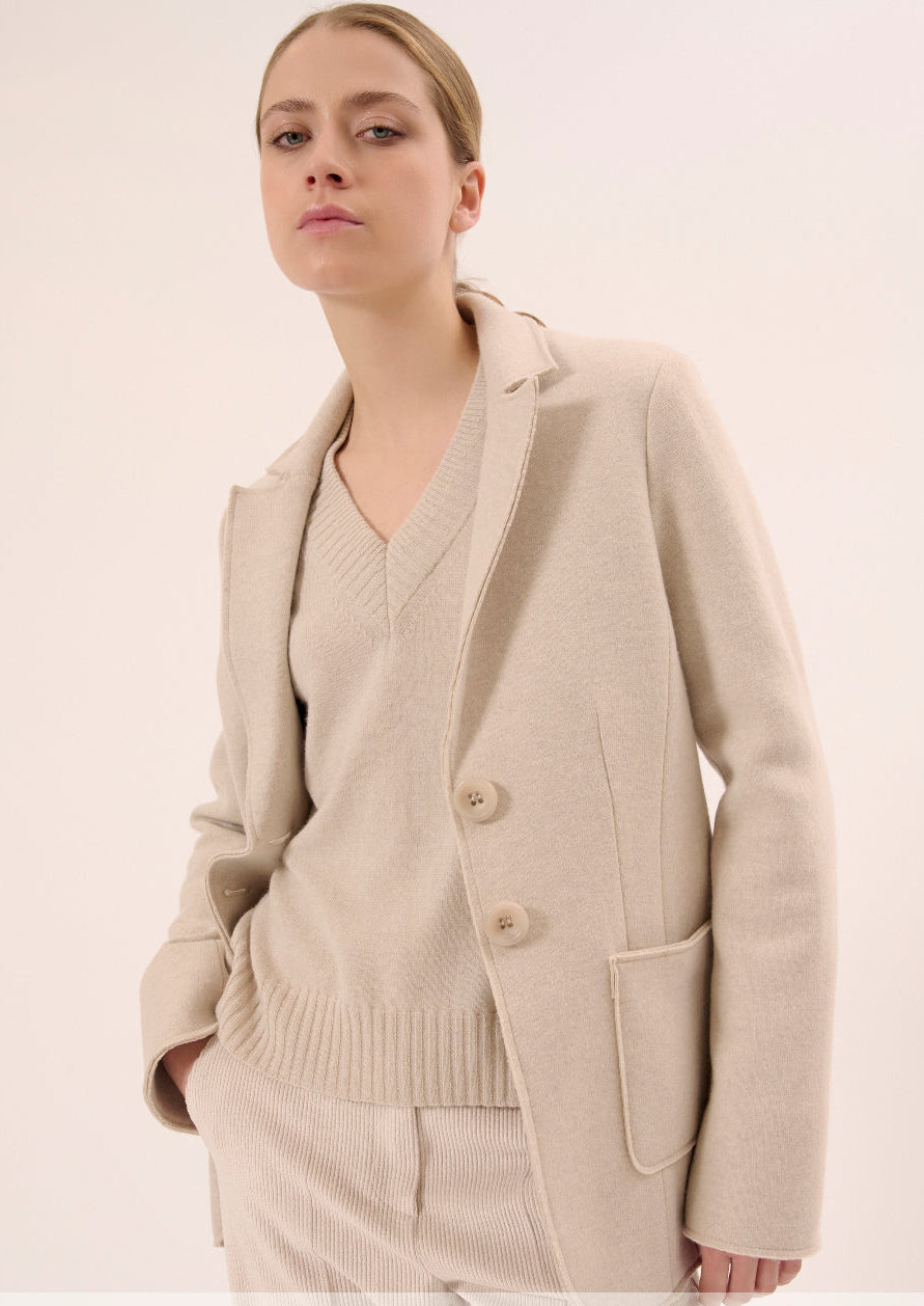 BLUBIANCO Cappotto Giacca in Lana -Col. Soft Beige