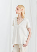 PHISIQUE DU ROLE T-Shirt Donna Lavorata a Fettuccia Bianca
