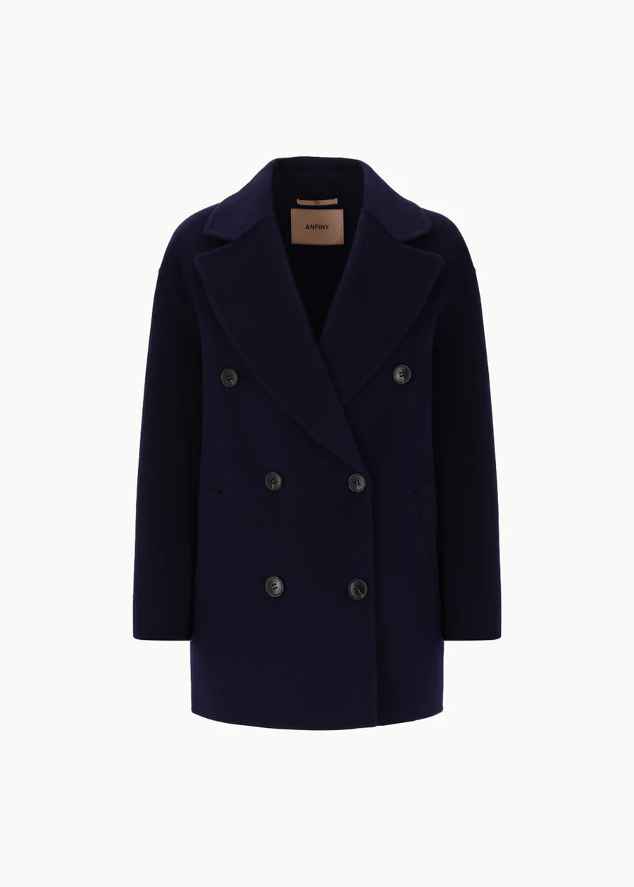 Cappotto Donna Doppiopetto in lana Col.: Blu Navy
