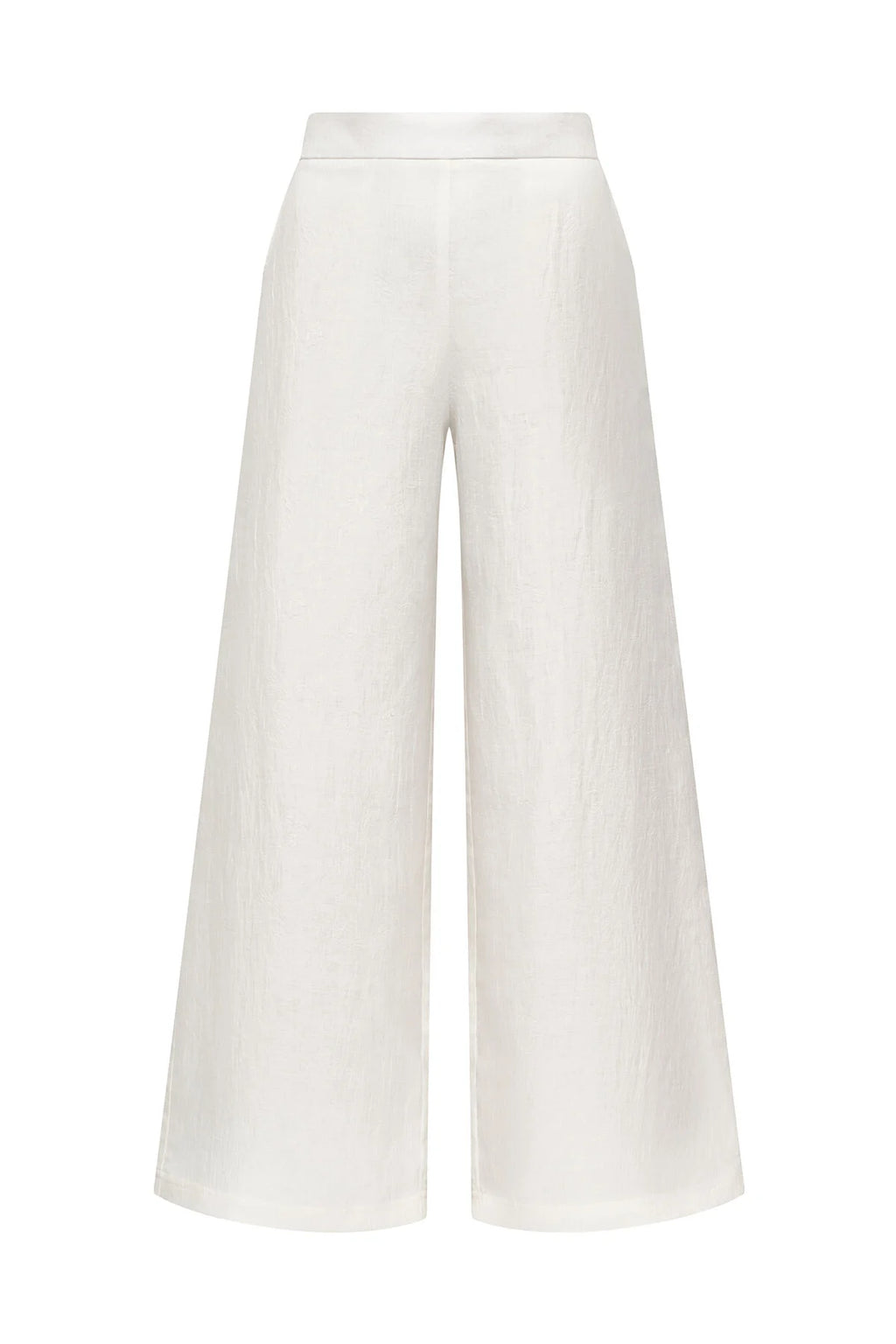 MALIPARMI - Pantalone Donna Linen Jacquard in Lino Bianco