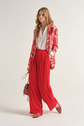 MALIPARMI - Pantalone Donna Fluid Crepe Rosso Corallo