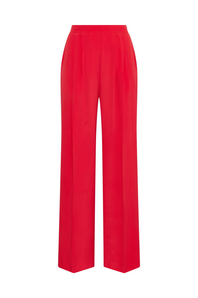 MALIPARMI - Pantalone Donna Fluid Crepe Rosso Corallo