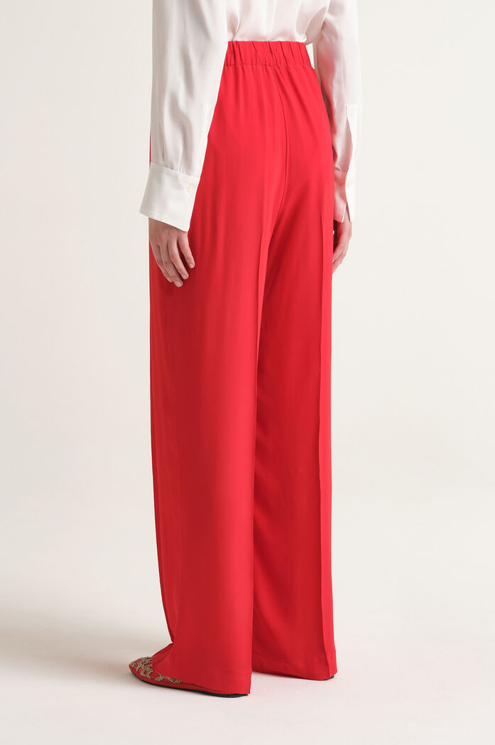 MALIPARMI - Pantalone Donna Fluid Crepe Rosso Corallo
