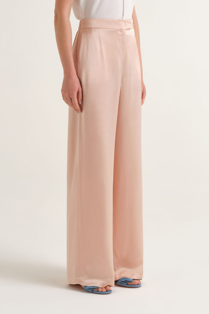 MALIPARMI - Pantalone Fluido Gamba Dritta Rosa