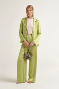 MALIPARMI - Pantalone Donna Fluido Gamba Dritta Verde
