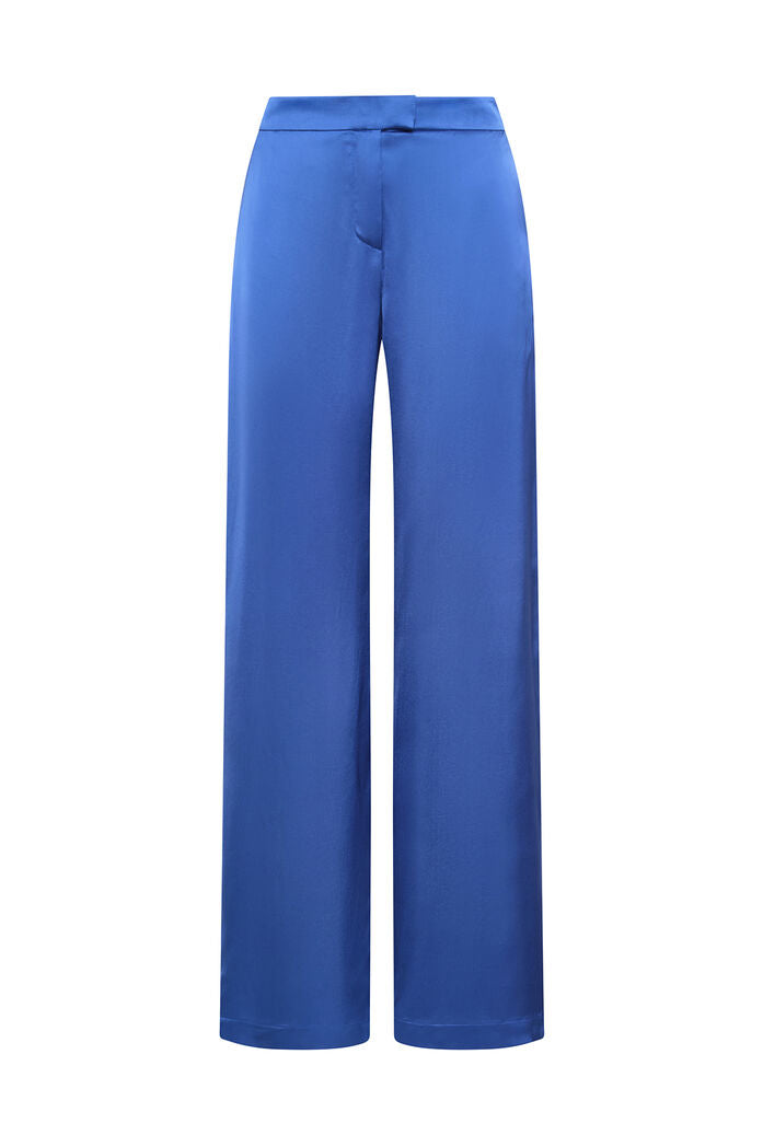 MALIPARMI - Pantalone Donna Fluido Gamba Dritta Blu Fiordaliso