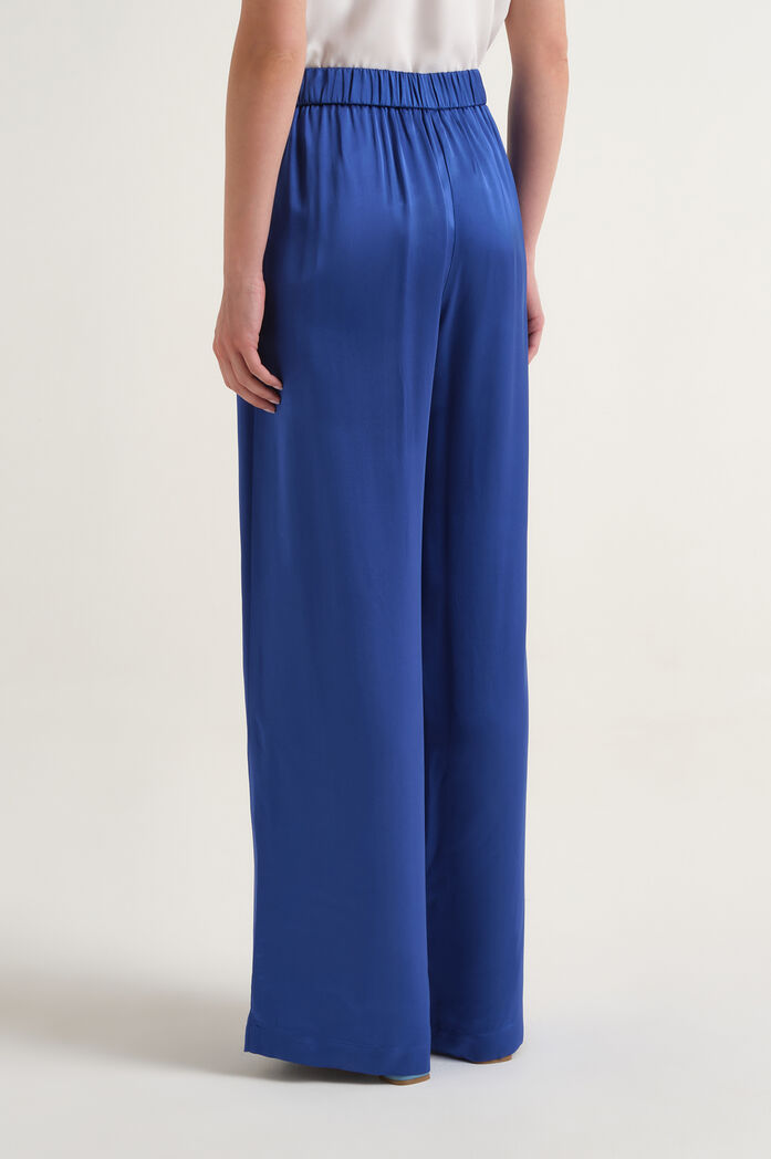 MALIPARMI - Pantalone Donna Fluido Gamba Dritta Blu Fiordaliso