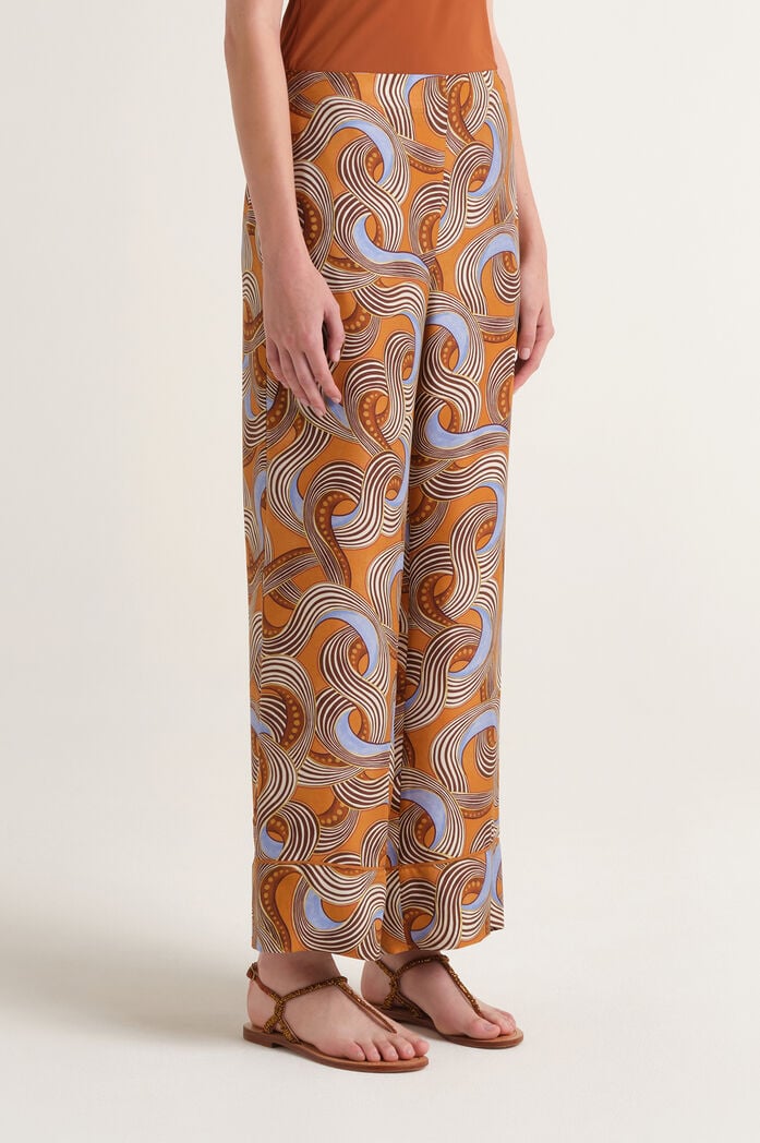 MALIPARMI - Pantalone Donna in Twill di Seta stampato