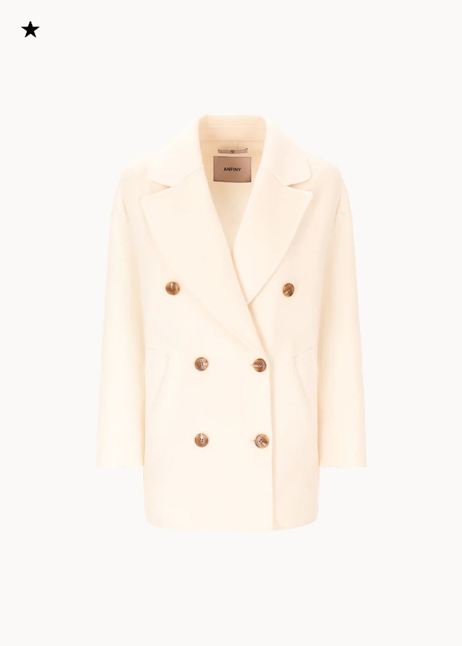 Cappotto Donna Doppiopetto in Lana -Col. Latte